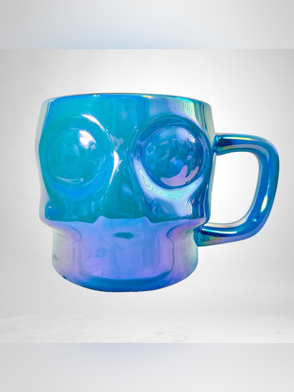Starbucks Dia De Muertos Skull Mug Iridescent Blue Day Of The Dead Coffee Cup